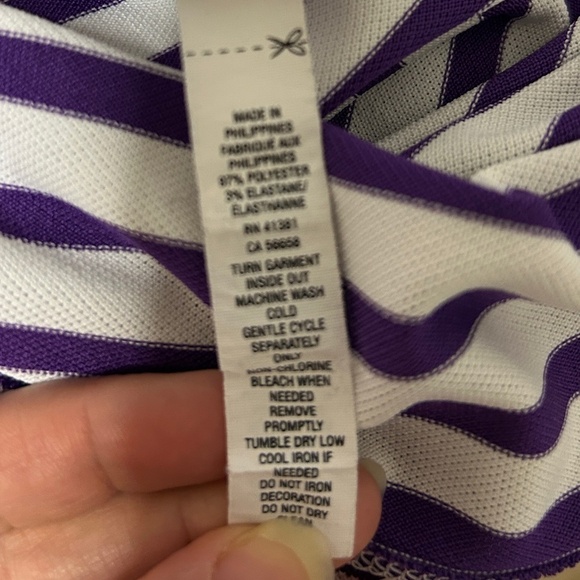 RLX Ralph Lauren Golf Shirt Size Large Purple & White Stripped READ - Picture 12 of 13
